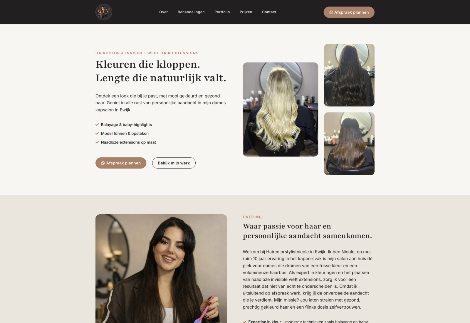 Website mockup startpagina
